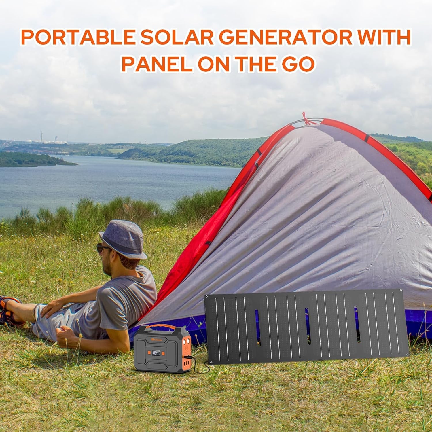 Portable Solar Generator 100W,Portable Power Bank 65W with AC Outlet 40W Solar Panel for Home Use RV Outdoor Camping Adventure