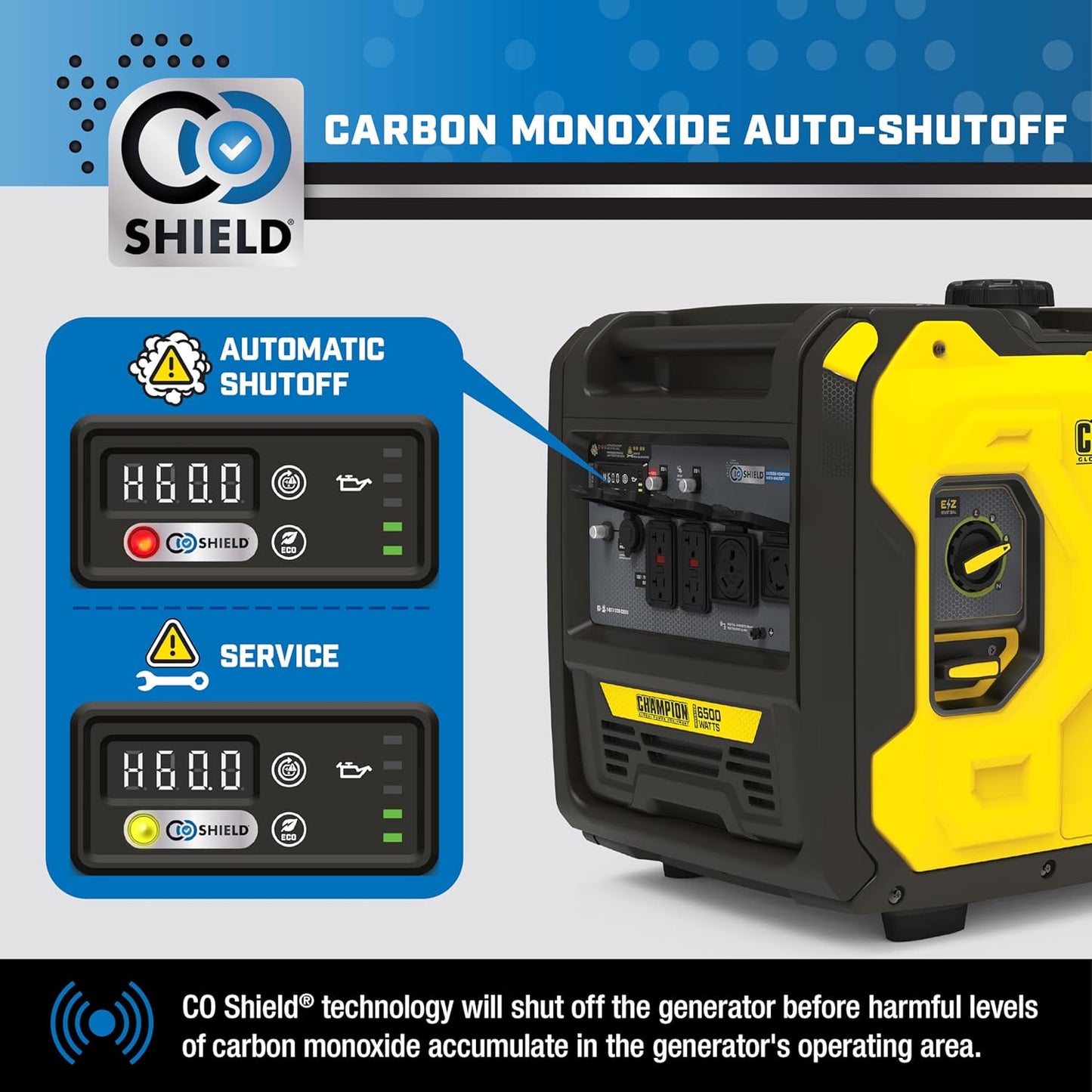 6500-Watt RV Ready Portable Inverter Generator with Quiet Technology and CO Shield