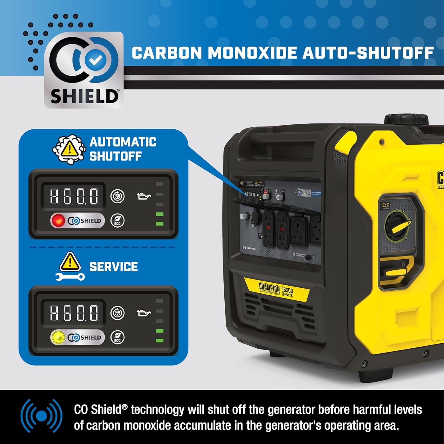 6500-Watt RV Ready Portable Inverter Generator with Quiet Technology and CO Shield