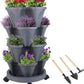 Vertical Planter 7 Tier Stackable Planters Garden Planters Strawberry Herb Flower and Vegetable Planter Indoor Outdoor Gardening Pots with Removable Wheels and Tools