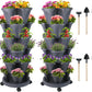 Vertical Planter 7 Tier Stackable Planters Garden Planters Strawberry Herb Flower and Vegetable Planter Indoor Outdoor Gardening Pots with Removable Wheels and Tools