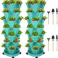 Vertical Planter 7 Tier Stackable Planters Garden Planters Strawberry Herb Flower and Vegetable Planter Indoor Outdoor Gardening Pots with Removable Wheels and Tools