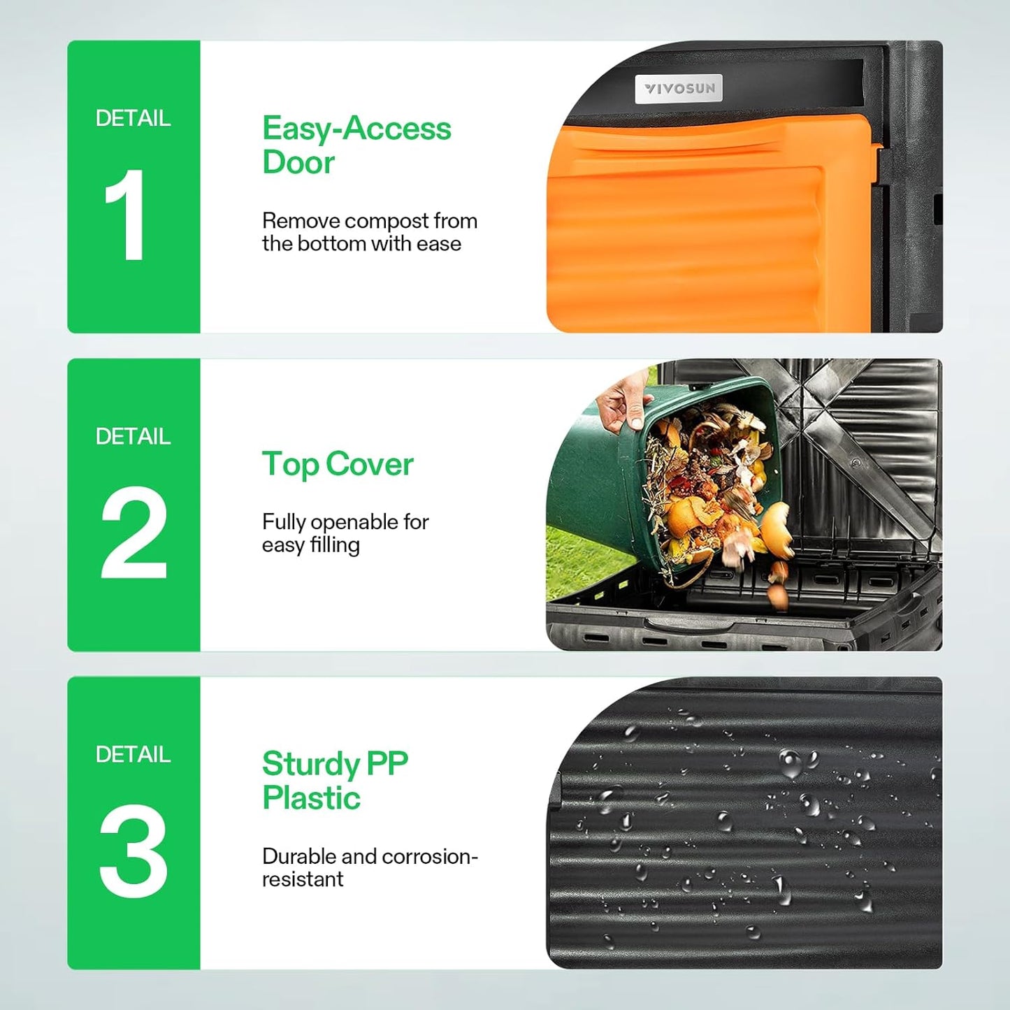Compost Bin 80Gallon (300L), Outdoor Composter W/Large Capacity & Easy Assembling, Compost Barrel for Fast Creation of Fertile Soil