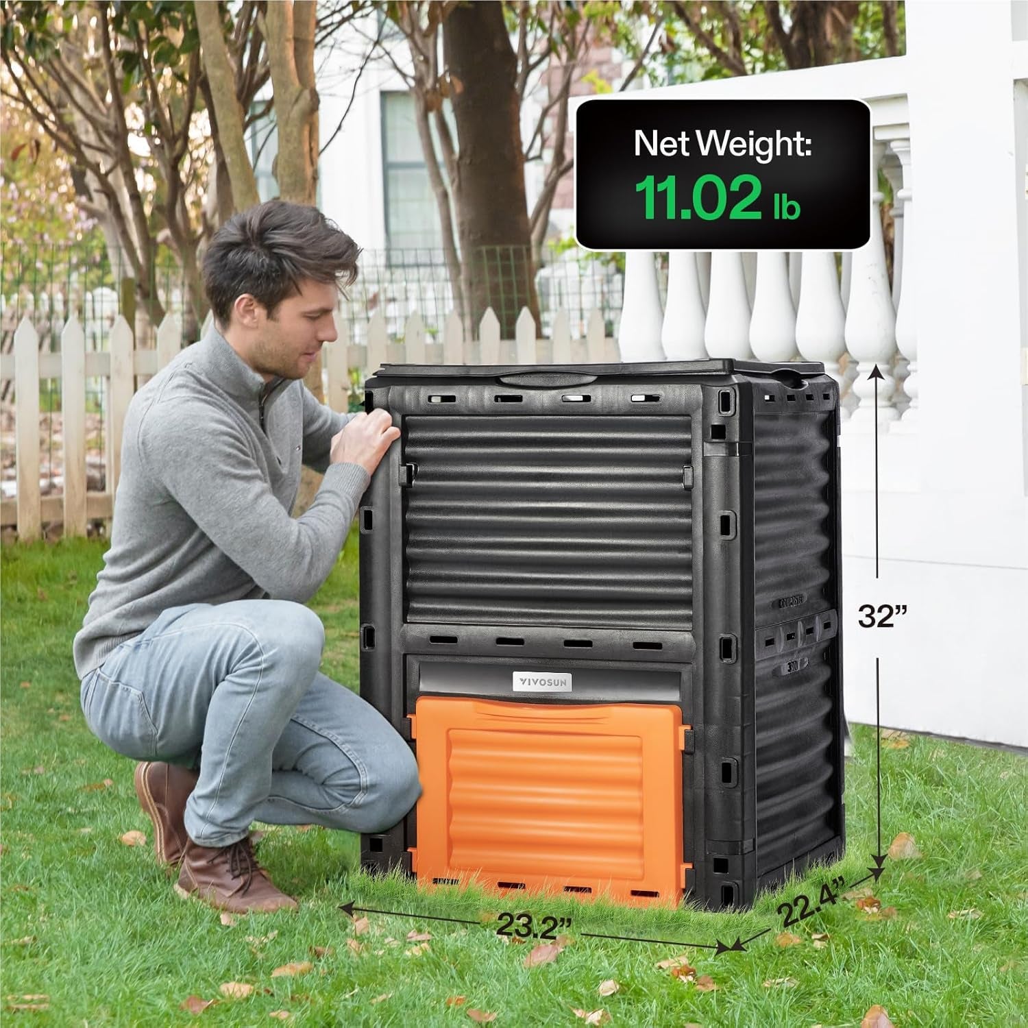 Compost Bin 80Gallon (300L), Outdoor Composter W/Large Capacity & Easy Assembling, Compost Barrel for Fast Creation of Fertile Soil