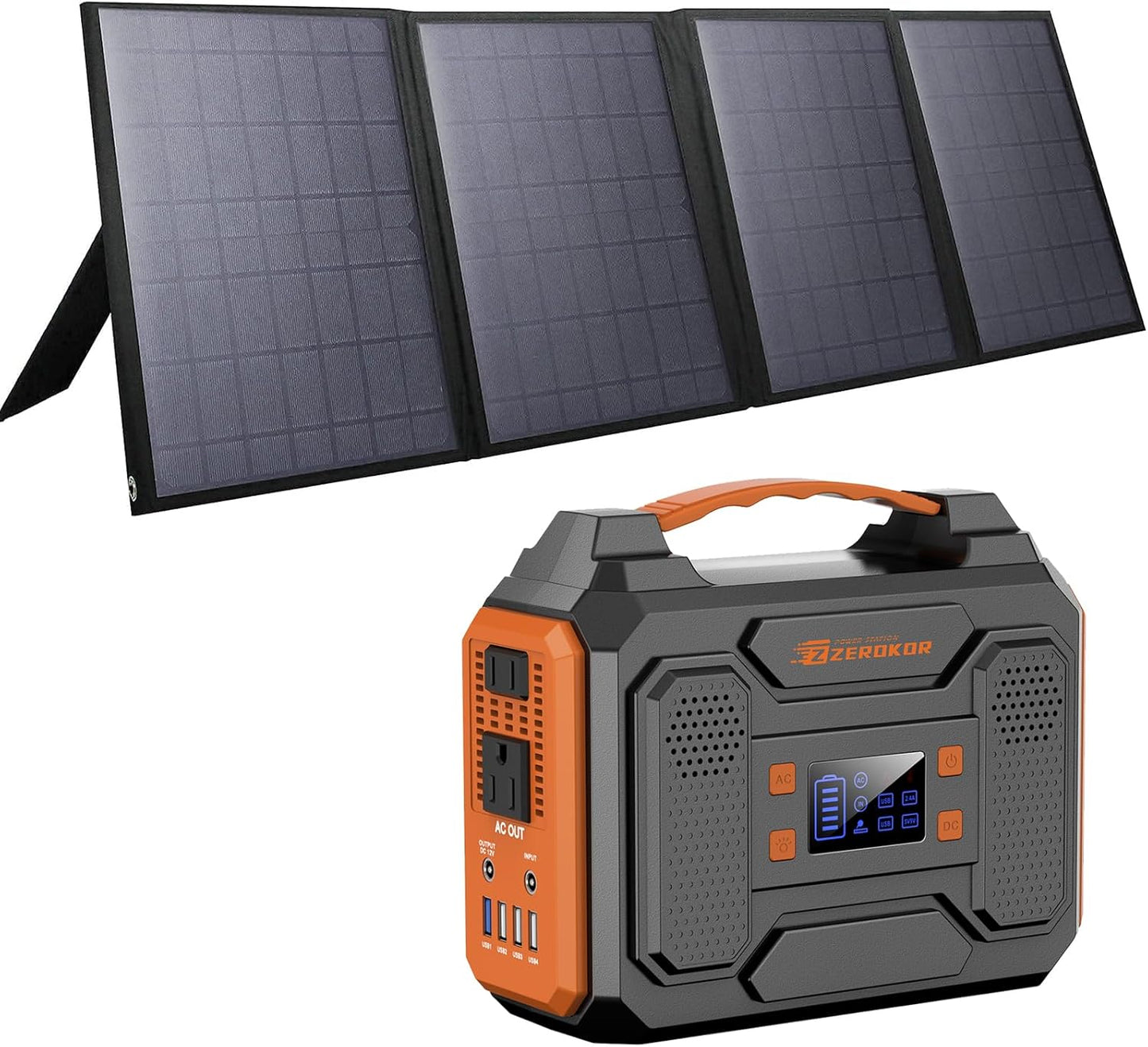 Solar Generator with Panel, 300W Portable Power Station with Solar Panel 40W, 110V Pure Sine Wave AC Outlet Electric Generator for Home Use Outdoor RV Camping