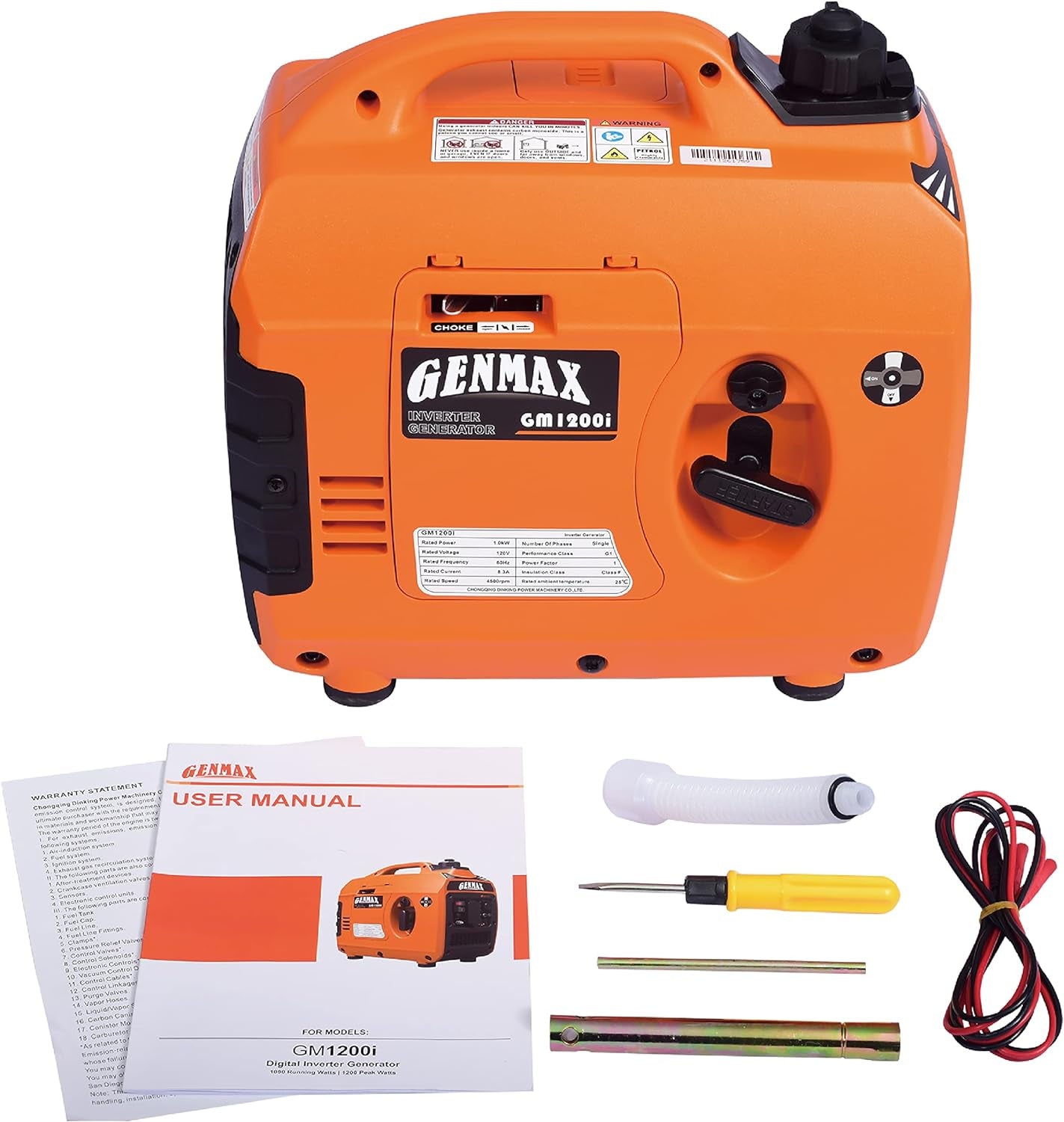 Portable Generator，1200W Ultra-Quiet Gas Engine, EPA Compliant, Eco-Mode Feature, Ultra Lightweight for Backup Home Use & Camping (GM1200i)