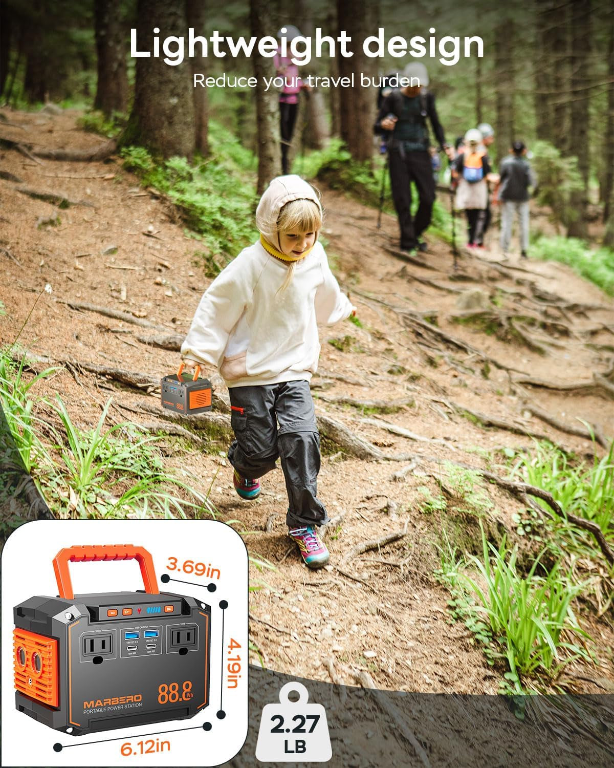 Portable Power Station 88.8Wh Solar Generator 150W Peak Lithium Battery Backup Power Bank with LED Light for Home, Outdoor, Travel, Emergency, RV & Off-Grid Living (Solar Panel Optional)