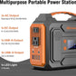 Portable Solar Generator, 300W Portable Power Station with Foldable 60W Solar Panel, 110V Pure Sine Wave 280Wh Lithium Battery Pack with USB DC AC Outlet for Home Use RV Van Outdoor Camping-Orange