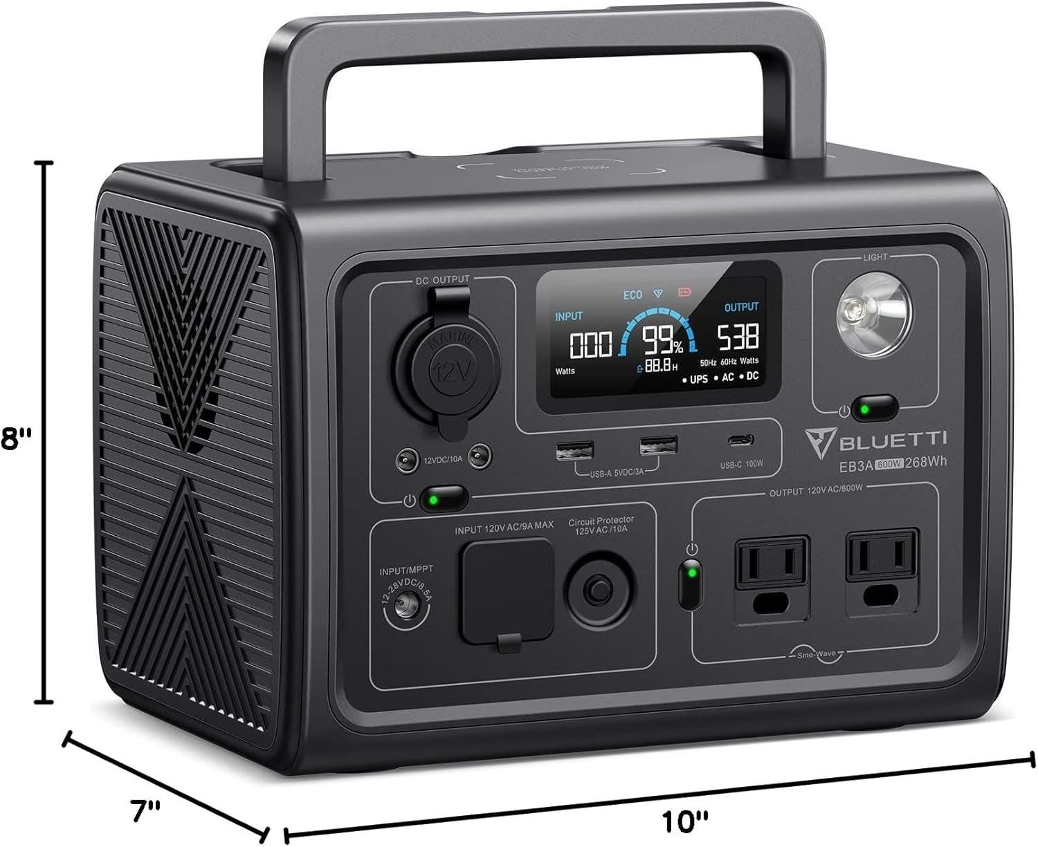 Portable Power Station EB3A, 268Wh LiFePO4 Battery Backup w/ 2 600W (1200W Surge) AC Outlets, Recharge from 0-80% in 30 Min., Solar Generator for Outdoor Camping (Solar Panel Optional)