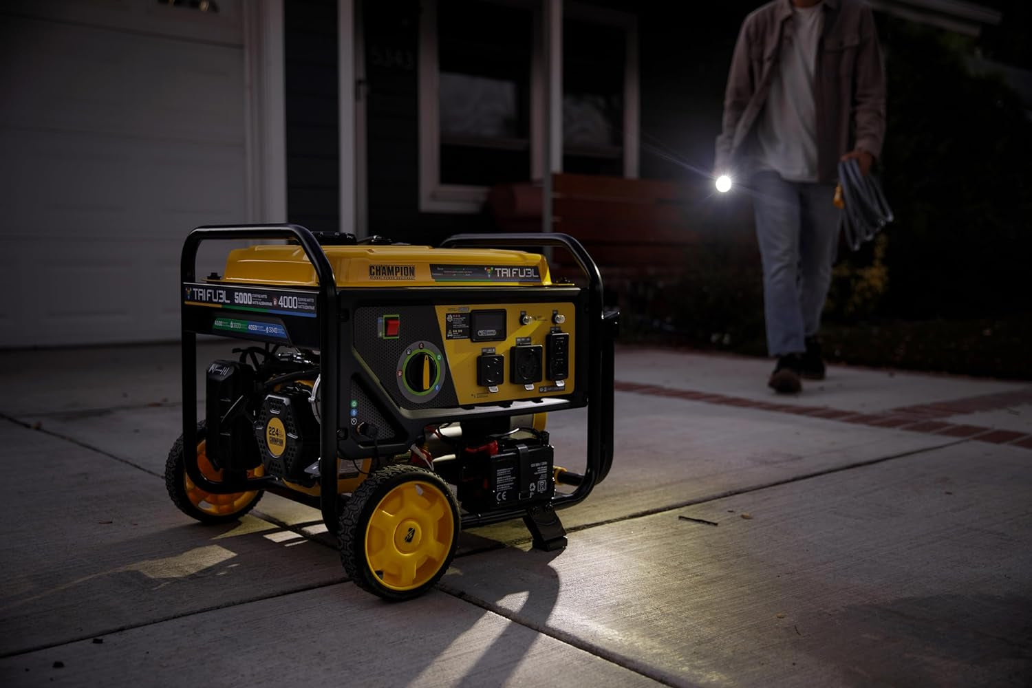 5000-Watt Electric Start Tri Fuel RV Ready Portable Generator with CO Shield