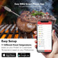 Smart Bluetooth BBQ Grill Thermometer - Digital Display, Stainless Dual Probes Safe to Leave in Outdoor Barbecue Meat Smoker - Wireless Remote Alert iOS Android Phone WiFi App - PWIRBBQ60