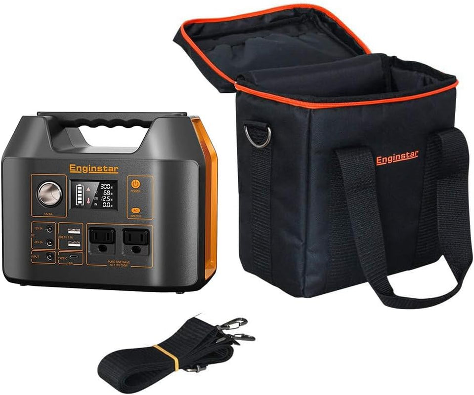 Power Station 300w Bundle w/Carrying Bag 296Wh Portable Solar Generator Bundle w/Shockproof Storage Box for Renewable Energy Solar Power Generator, Emergency Backup Power, Outdoor Camping,