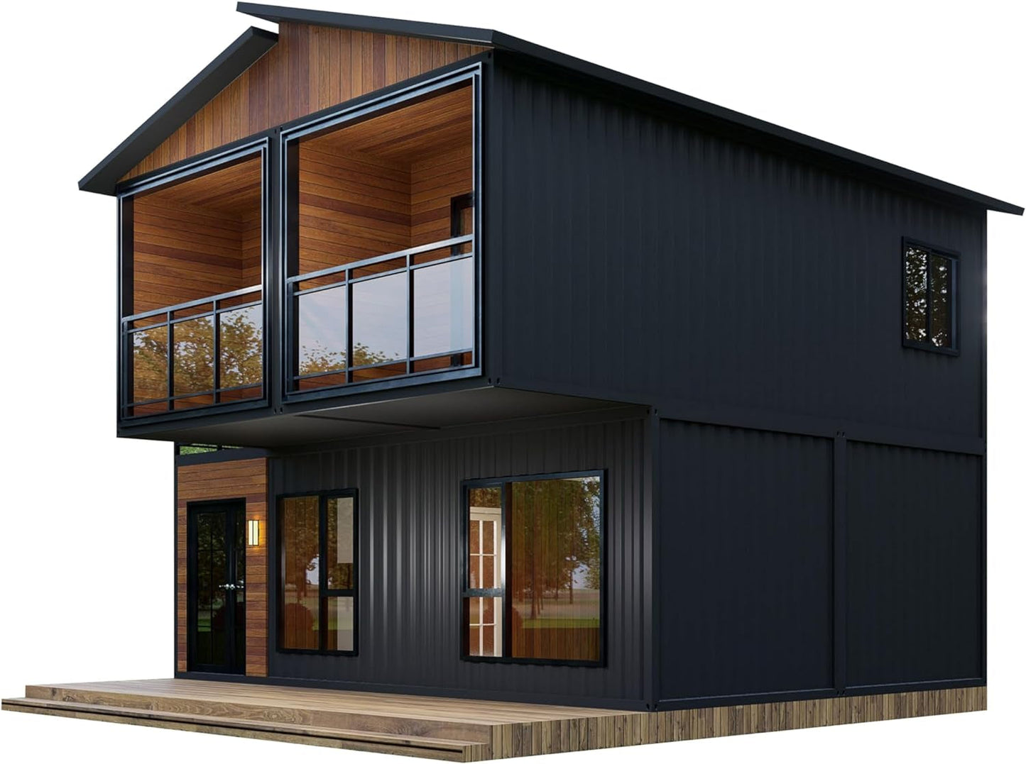 Barn Homes Double Story Flat Pack House with Bathroom and Kitchen, Foldable Tiny Home, 20ft & 40ft, Mobile House, Modular Homes, Container Homes, Tiny House to Live in, Cabin Prefab (20 FT).