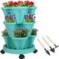 Vertical Planter 7 Tier Stackable Planters Garden Planters Strawberry Herb Flower and Vegetable Planter Indoor Outdoor Gardening Pots with Removable Wheels and Tools