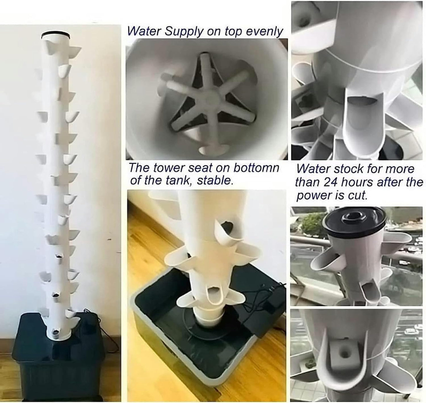 Smart Hydroponics Growing System 45 Plant Sites Vertical Garden Tower Aeroponics Growing Kit with Pump Farm Greenhouse Vegetable Plant Tower Soilless Cultivatio