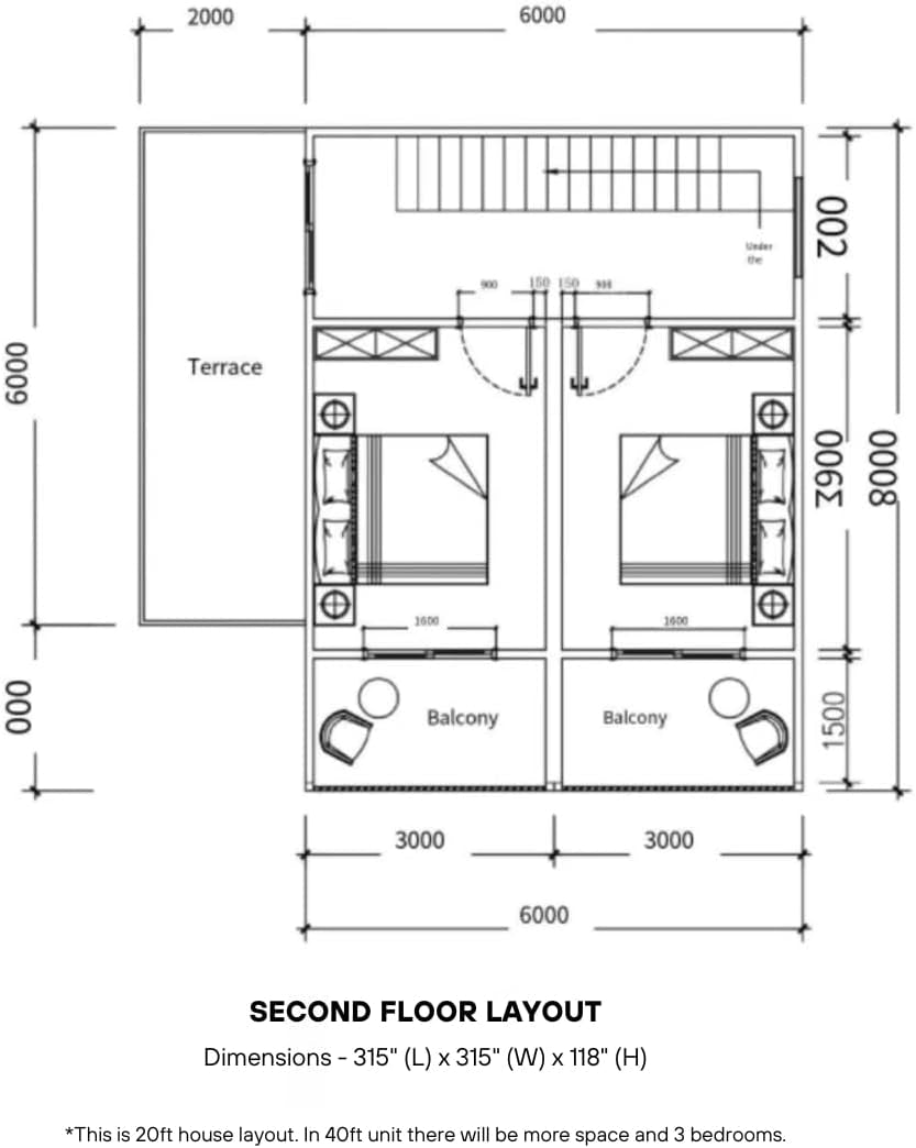 Barn Homes Double Story Flat Pack House with Bathroom and Kitchen, Foldable Tiny Home, 20ft & 40ft, Mobile House, Modular Homes, Container Homes, Tiny House to Live in, Cabin Prefab (20 FT).