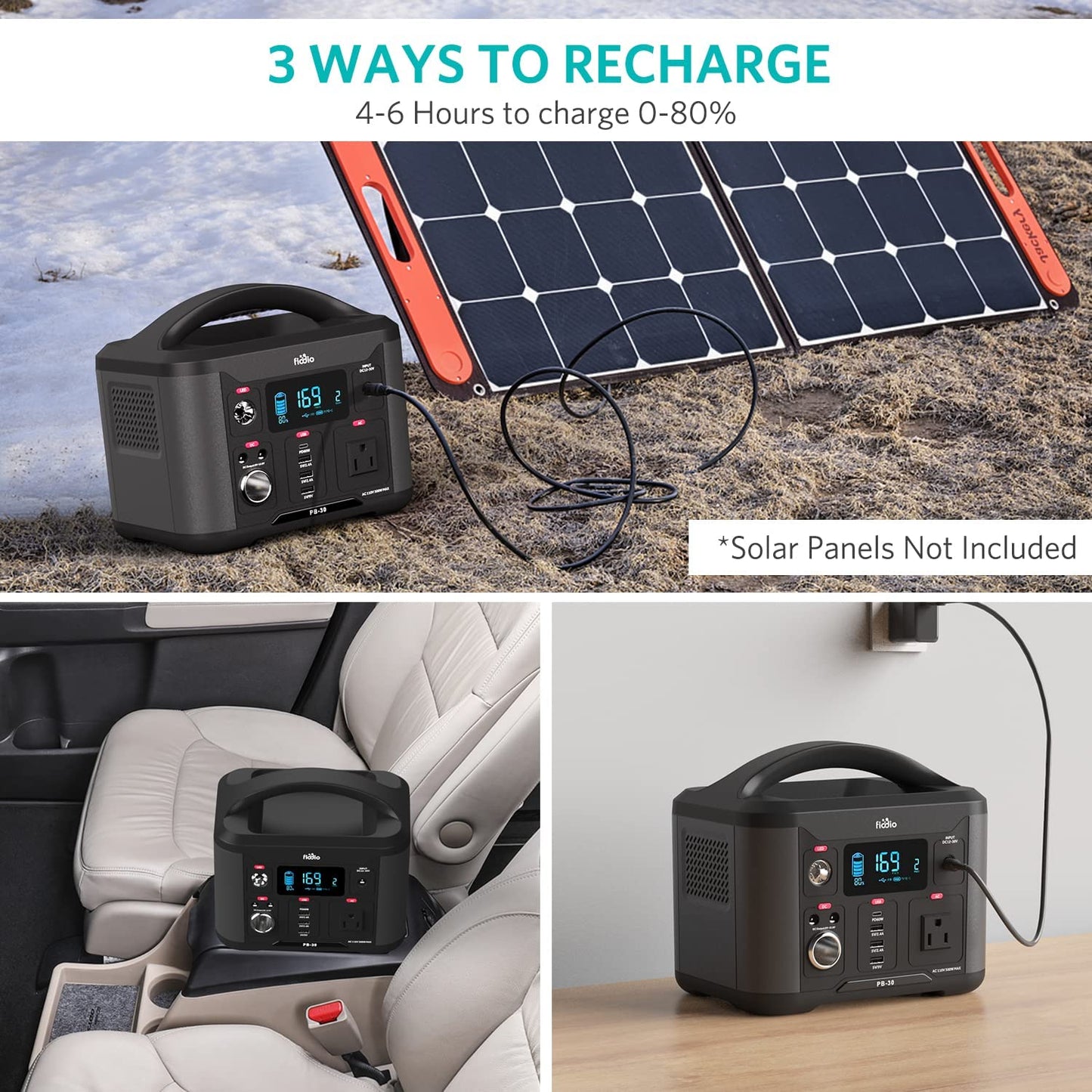 Portable Power Station 300Wh, Solar Generator with AC110V 300W AC Outlet, PD 60W Quick Charge, Charge up to 8 Devices, Backup Battery for Home Camping Emergency Use