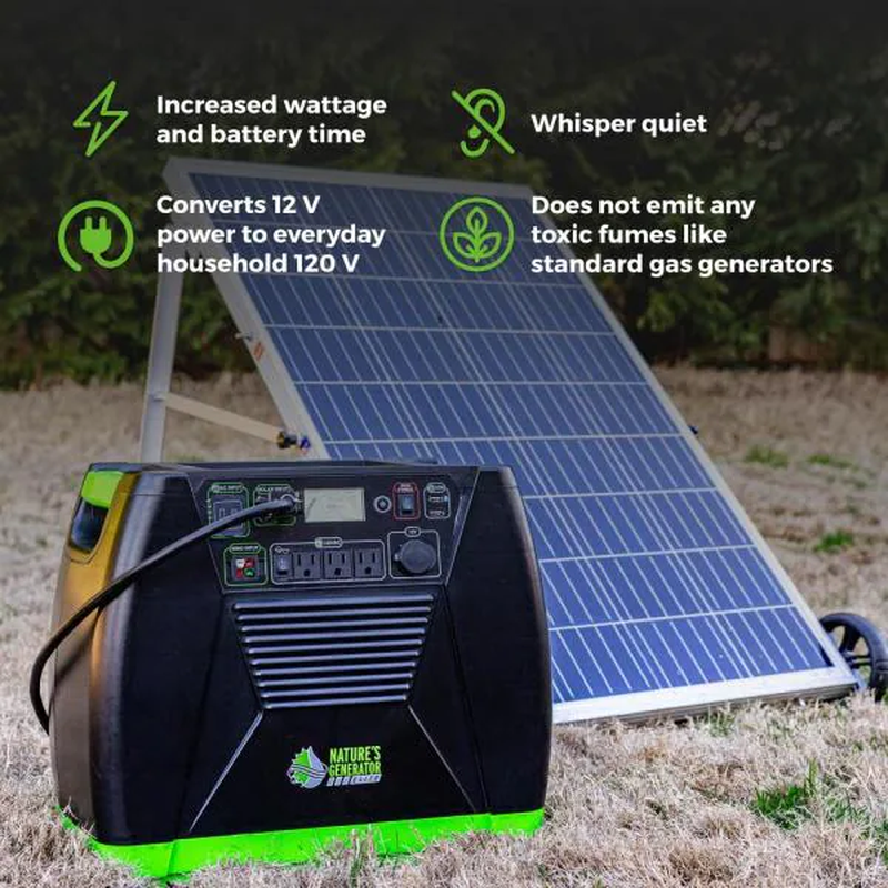 3600-Watt/5760W Peak Push Button Start Solar Powered Portable Generator with 4 Solar Panels, Power Pod and Wind Turbine