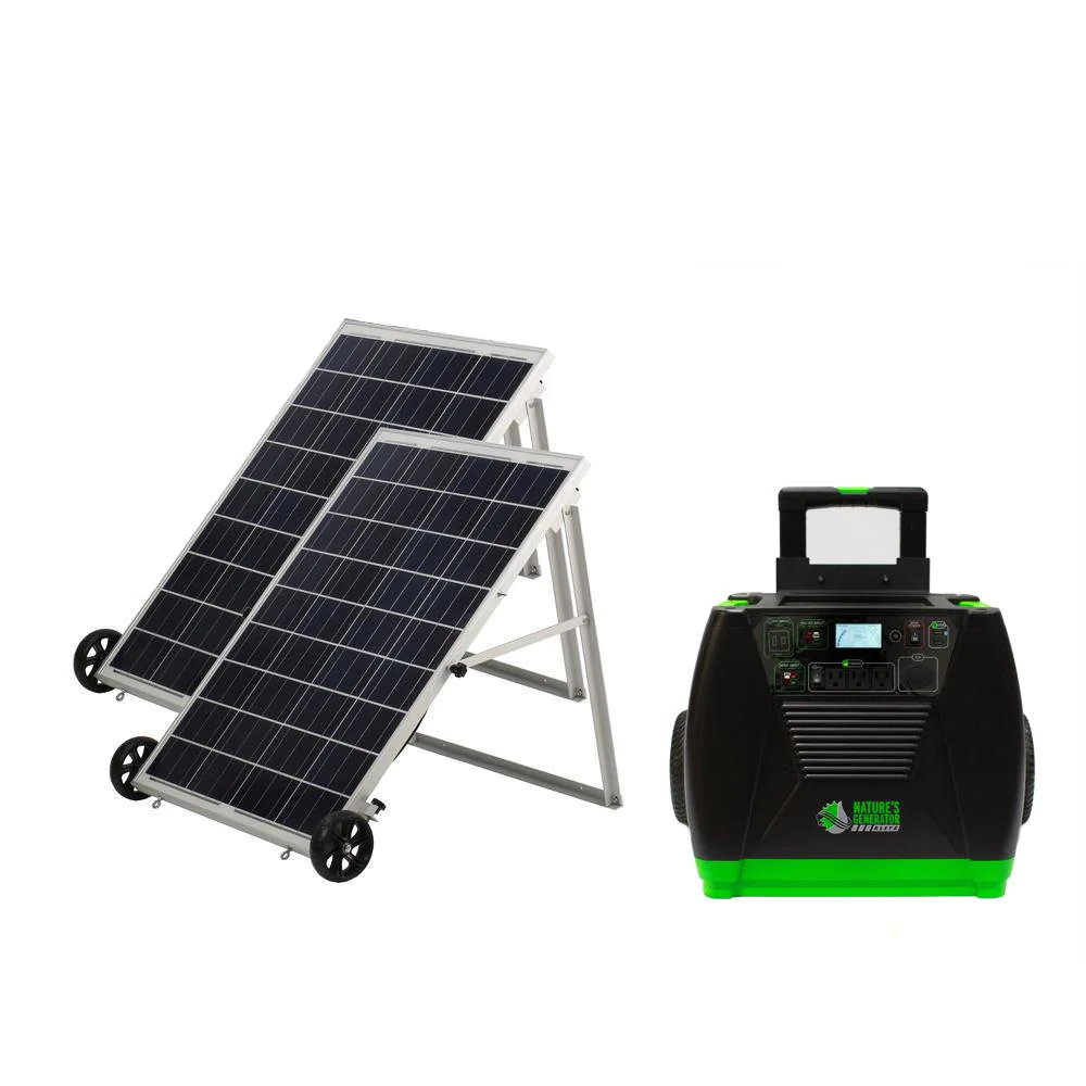 3600-Watt/5760W Peak Push Button Start Solar Powered Portable Generator with Two 100W Solar Panels