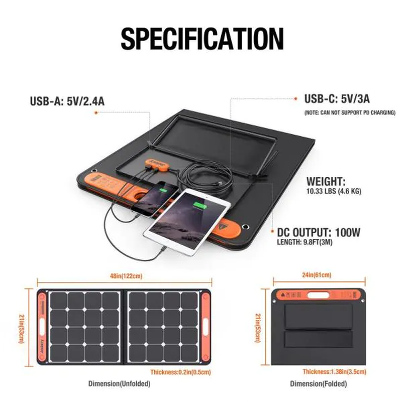 Solar Generator SG880 with Solar Panel 100-Watt Push Button Start Portable Power Station for Outdoors and Emergency