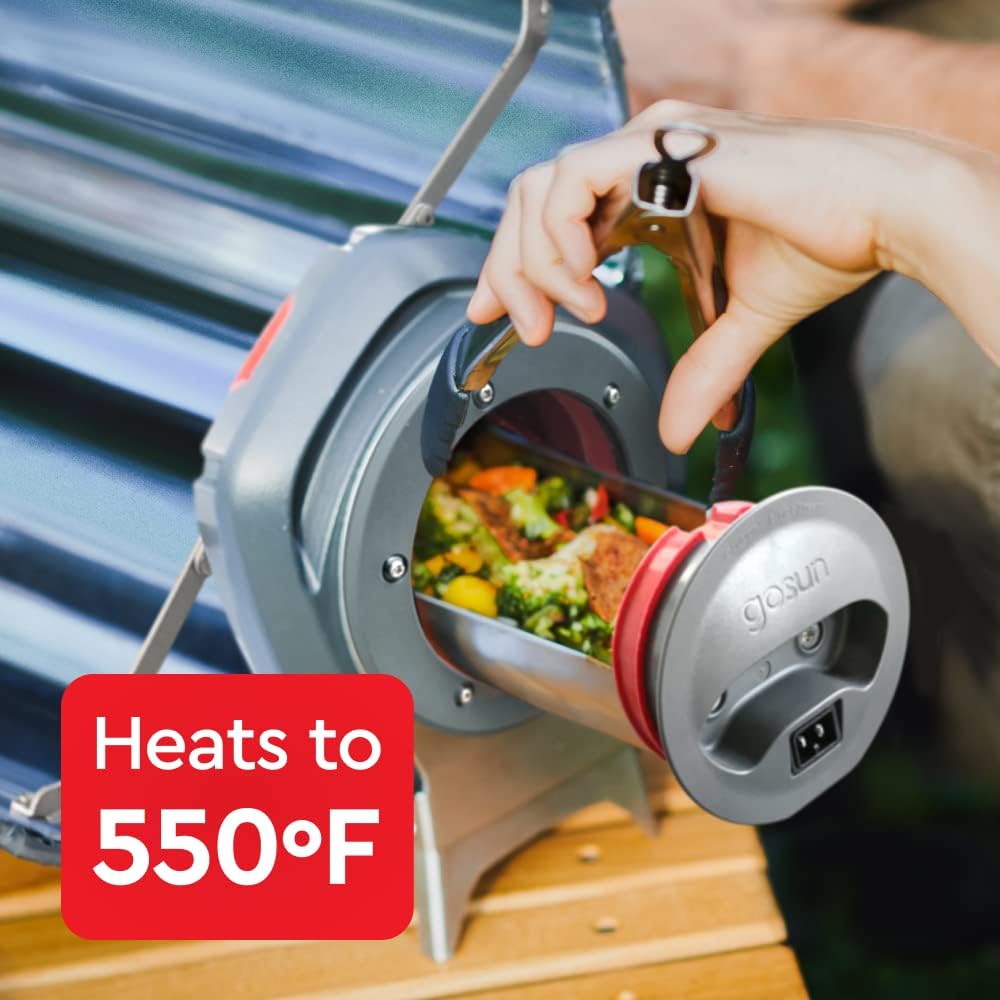 Fusion Solar Oven and Cooker | Hybrid Electric Grill | Portable & High Capacity | Indoor or Outdoor Solar Cooker | American Oven Camping Cookware | Survival Gear Powered by Sun or Electricity